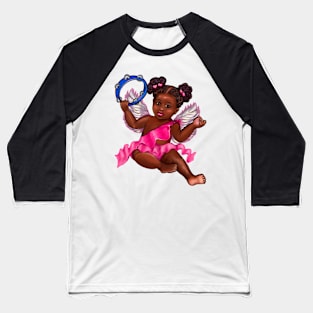 Black African American baby cherub in pink angel Baseball T-Shirt